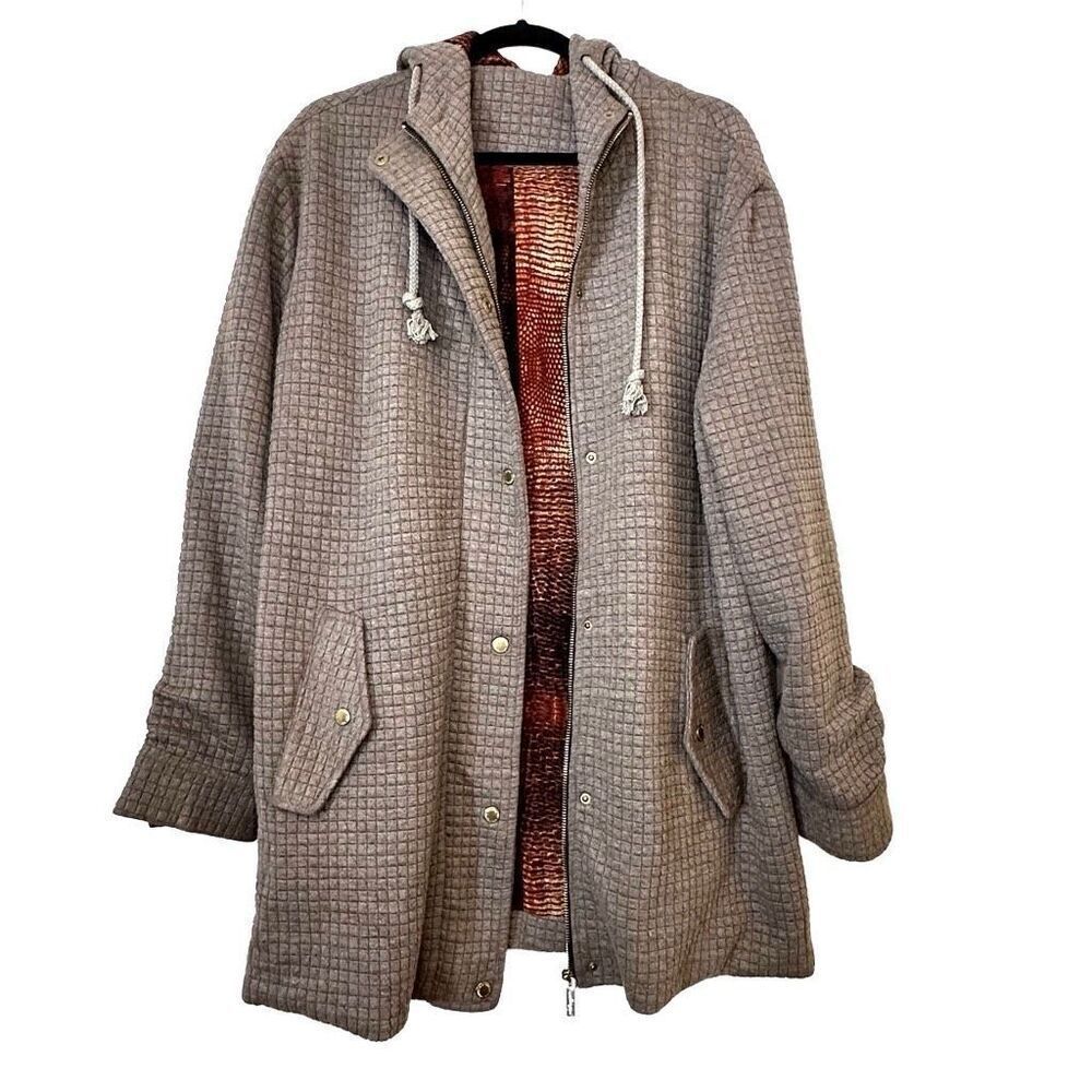 Whitney Eve Full Zip Drawstring Hood Mid-Length Lightweight Brown Jacket